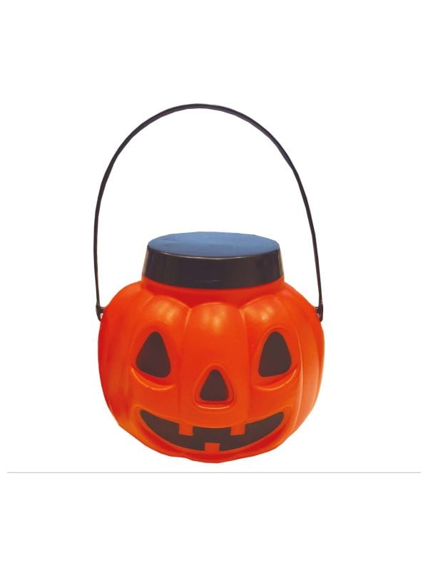 Snoepemmer pompoen met deksel 15 cm halloween