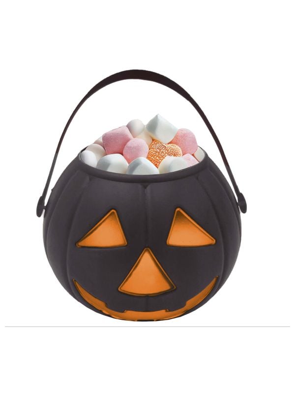 Snoepemmer pompoen zwart 15 cm halloween