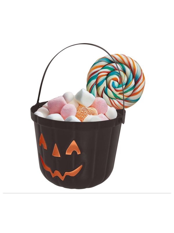 Snoepemmer pompoen zwart 20 cm halloween