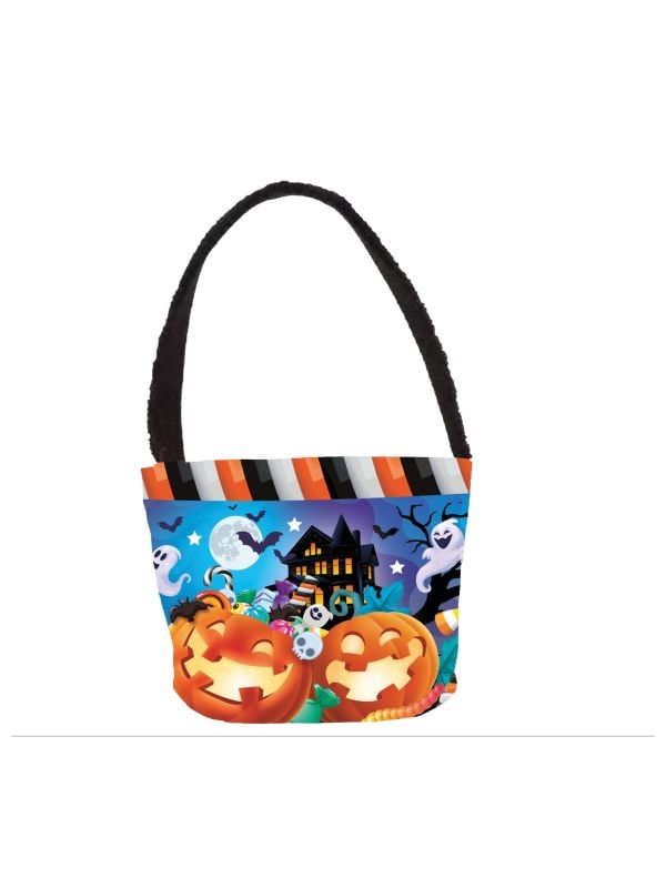 Snoepemmer vrolijke halloween figuren met hendel 30 x 15 cm