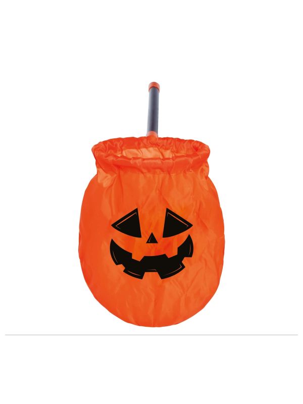 Snoepzak pompoen met stok halloween