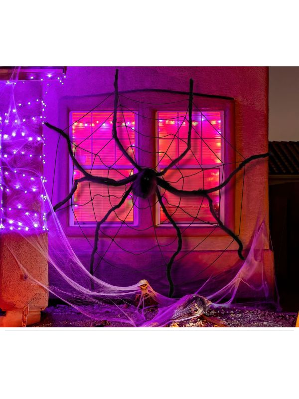 Spinnenweb met enorme nepspin 200 cm halloween