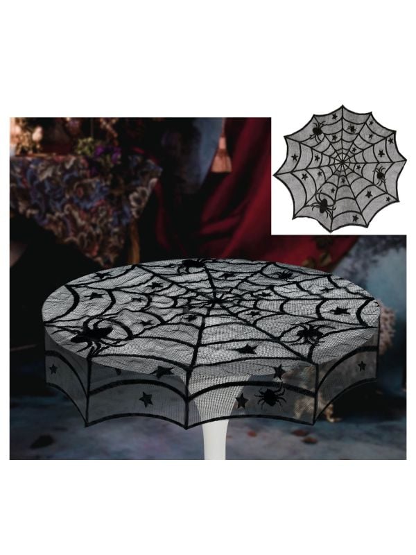 Spinnenweb tafelkleed geborduurd 100 cm halloween