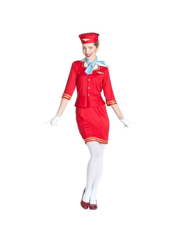 Stewardess Kostuum Rood dames