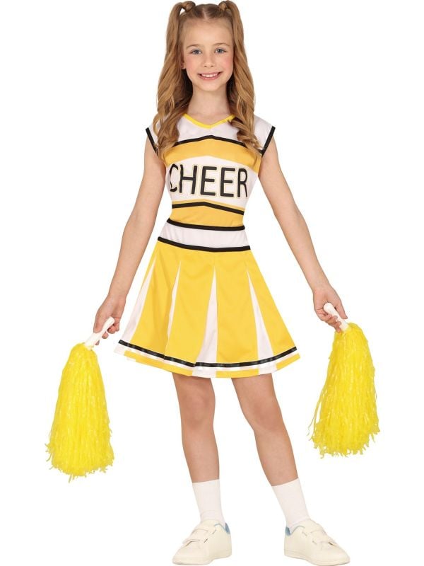 Stralend Geel Cheerleader Outfit Kinderen