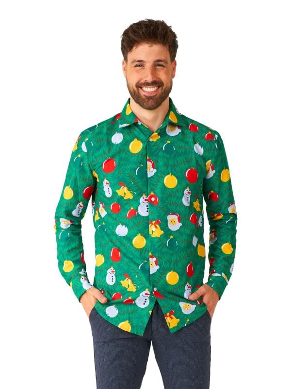 Suitmeister Men's Shirt Christmas Ornaments Groen