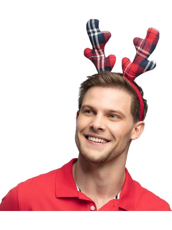 Tartan Rendier Diadeem Kerst