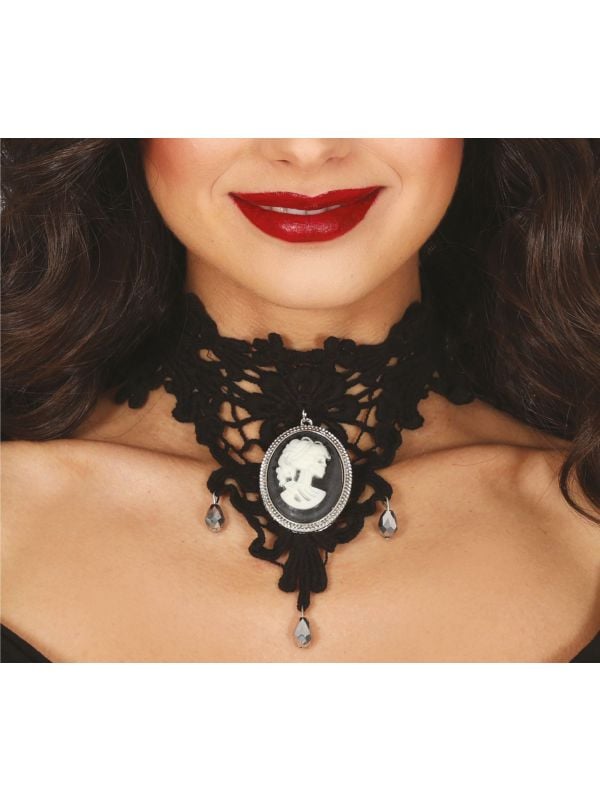 Victoriaanse vampier choker met medallion