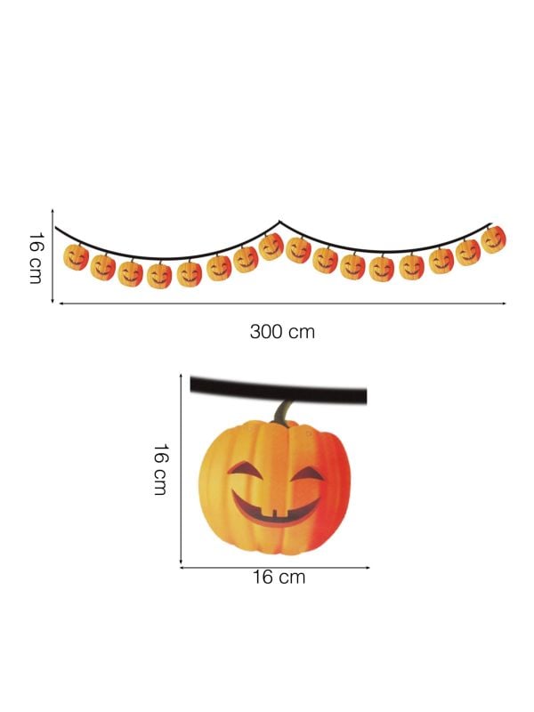 Vlaggetjeslijn pompoen vrolijk 3 meter halloween