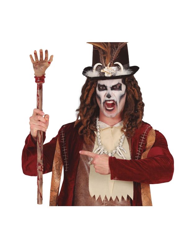 Voodoo stok bloederige hand halloween 70 cm