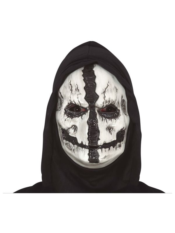 Wit doodshoofd masker met kap halloween