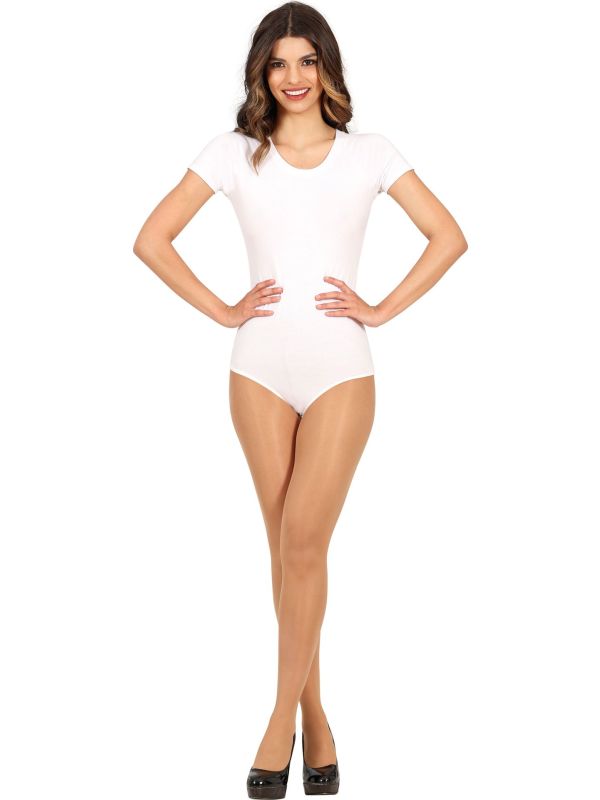 Witte Korte Mouwen Bodysuit Dames