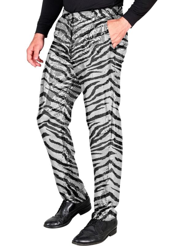 Zebraprint pailletten broek