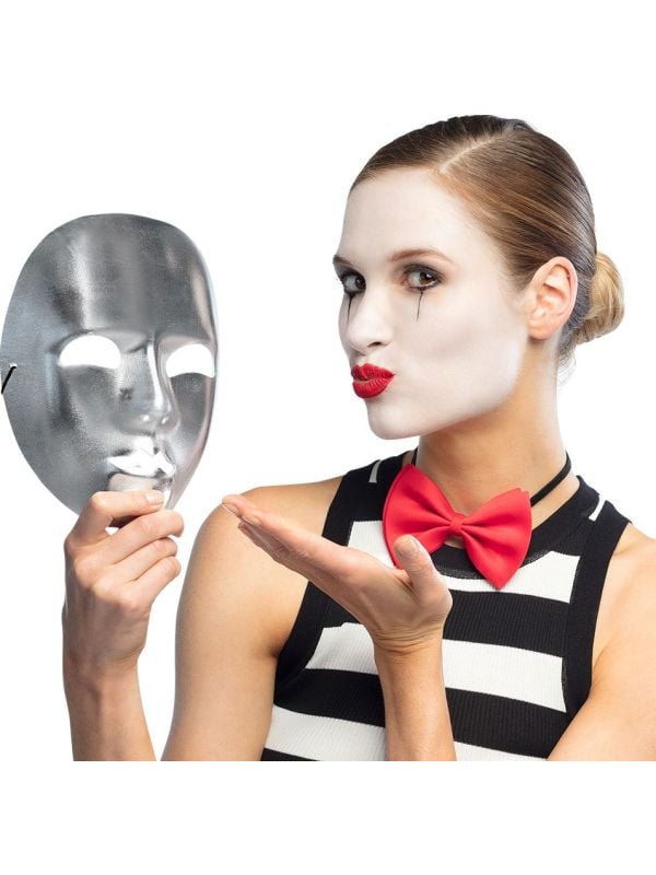 Zilveren Gezichtsmasker Mime