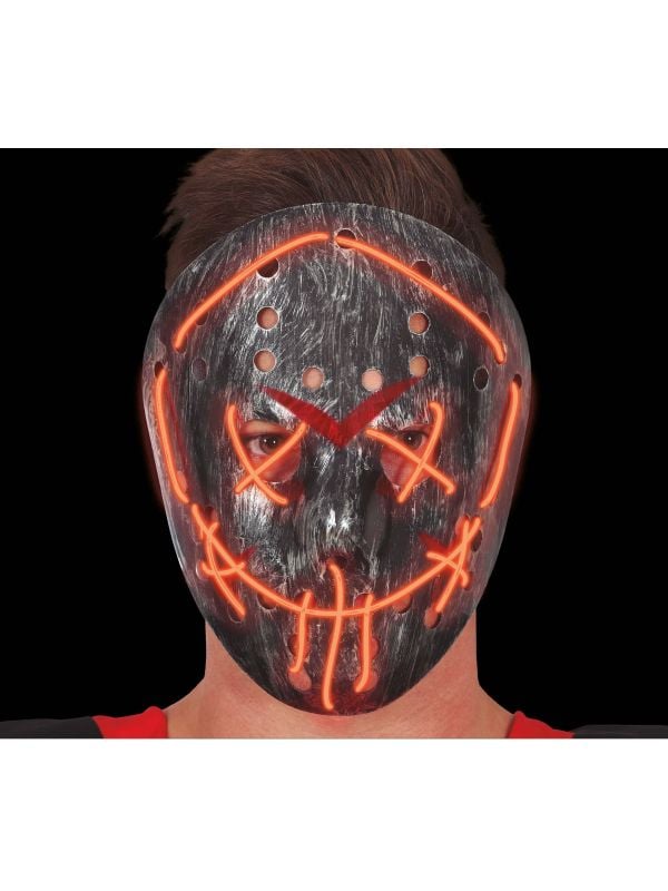 Zilveren Jason Voorhees verlicht masker halloween