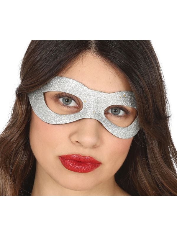 Zilveren masker met glitters