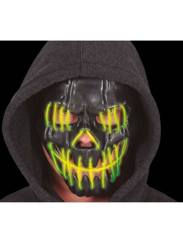 Zwart lachende schedel verlicht masker halloween