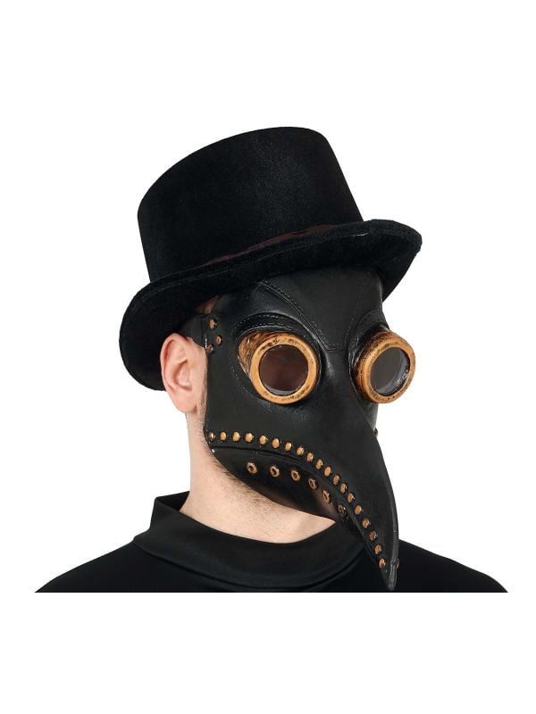 Zwart pestdokter masker latex halloween