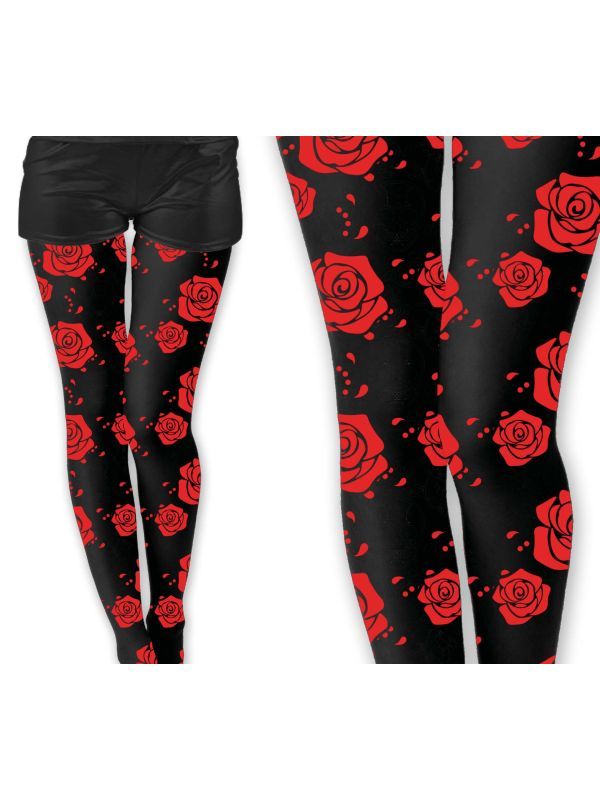 Zwart rode Dia de Muertos panty dames