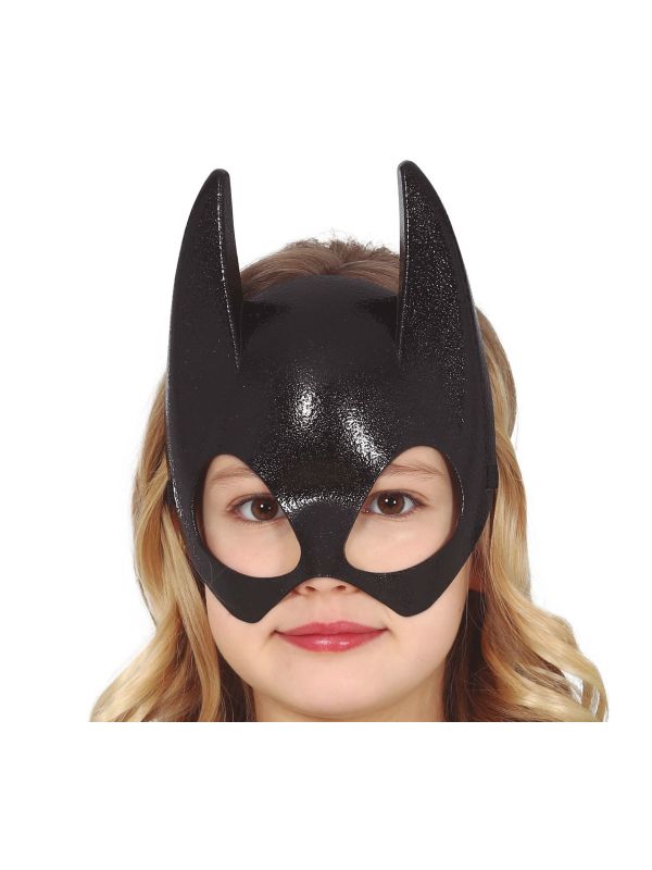 Zwarte batman vleermuis halfmasker kind