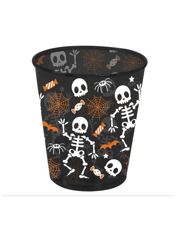 Zwarte drinkbeker skelet 10 cm halloween