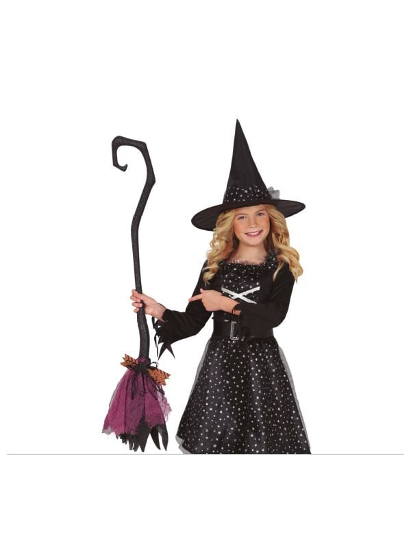 Zwarte heksenbezem 90 cm halloween