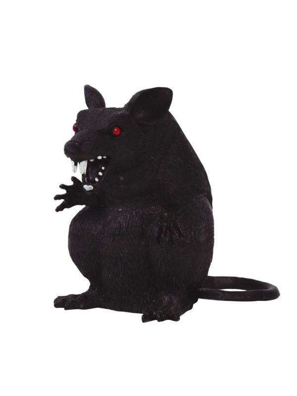 Zwarte rat zittend 18 cm halloween