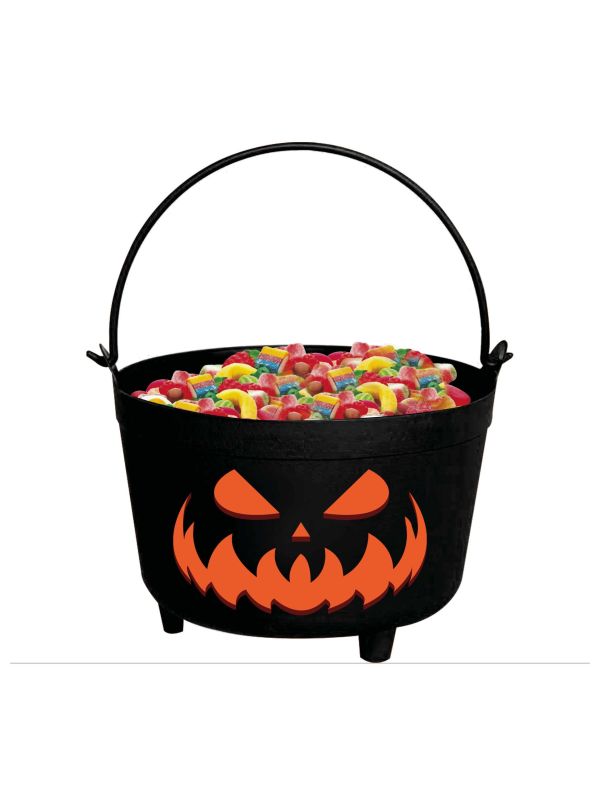 Zwarte snoepketel pompoen 24 x 23 x 15 cm halloween