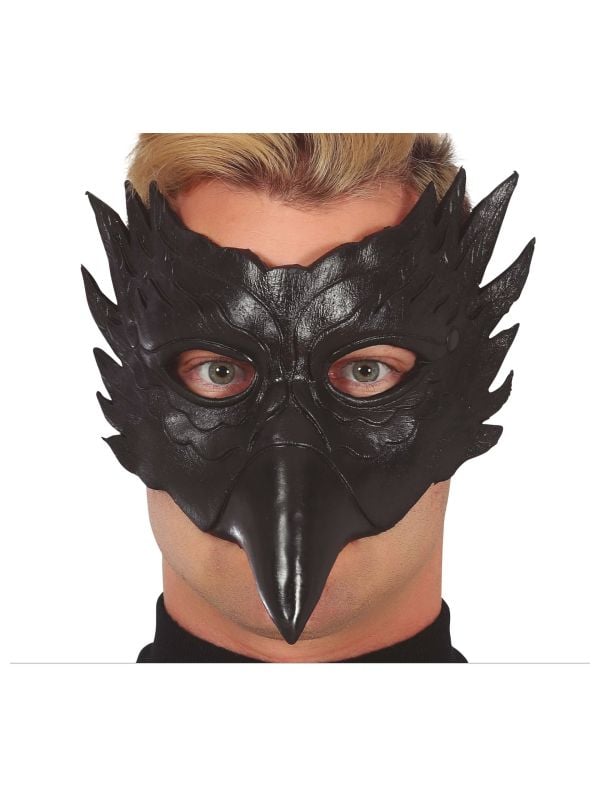 Zwarte uil halfmasker halloween