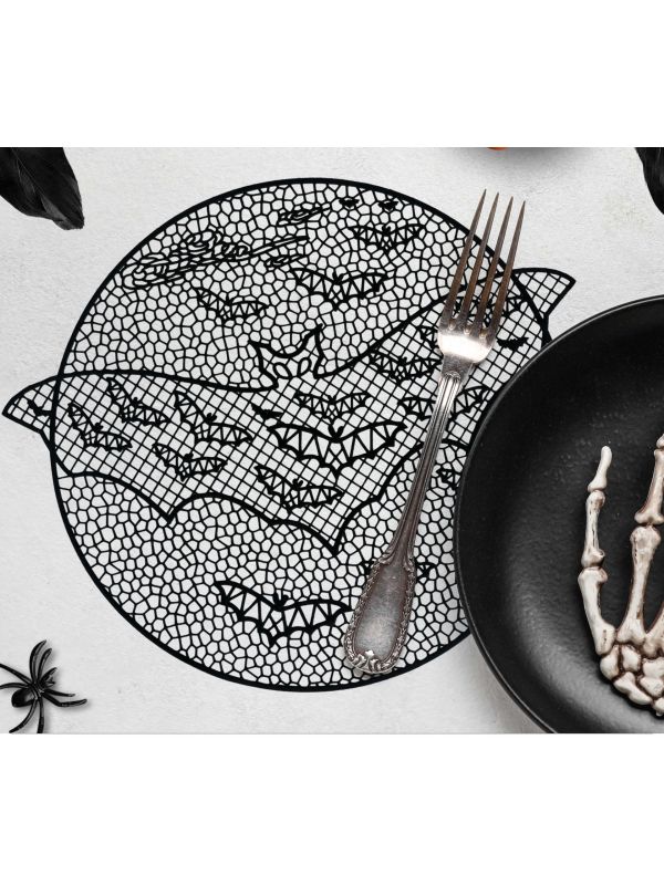 Zwarte vleermuis placemat 40 cm halloween