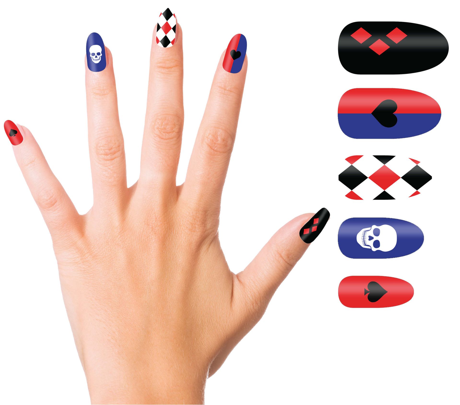 10 Harley Quinn nepnagels met lijm