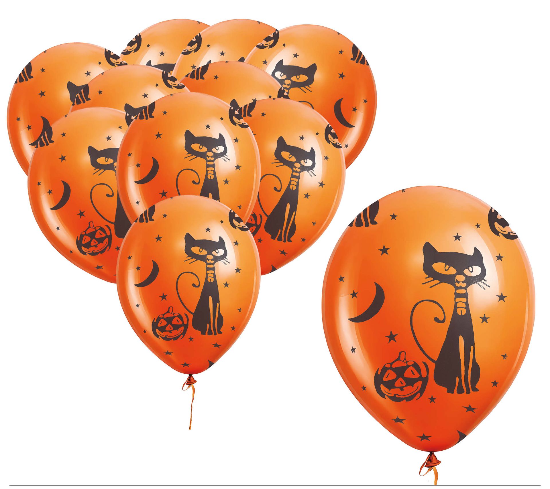 10 oranje kat ballonnen 30 cm halloween