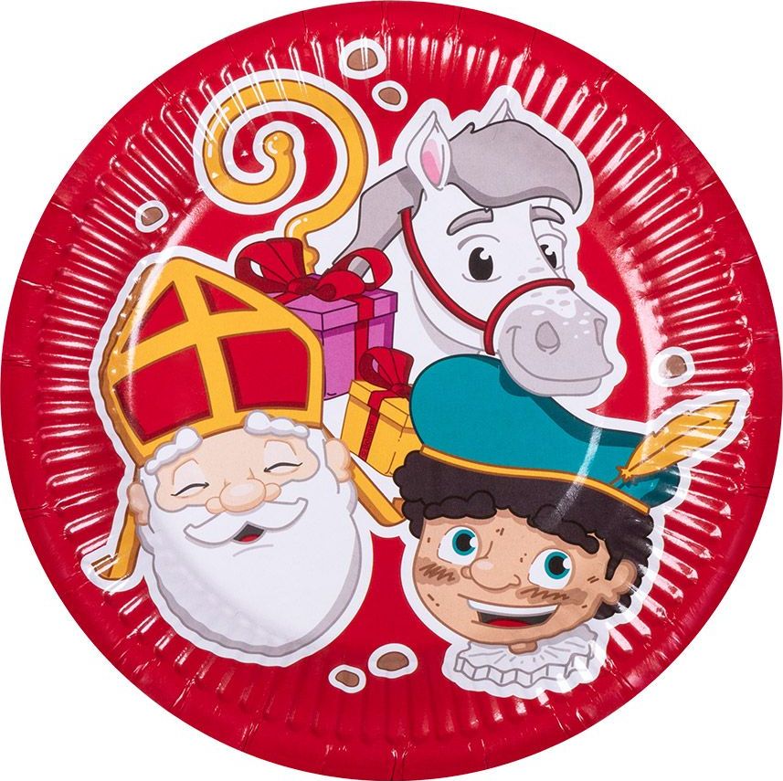 10 Papieren Sinterklaas Bordjes Klein 18 cm