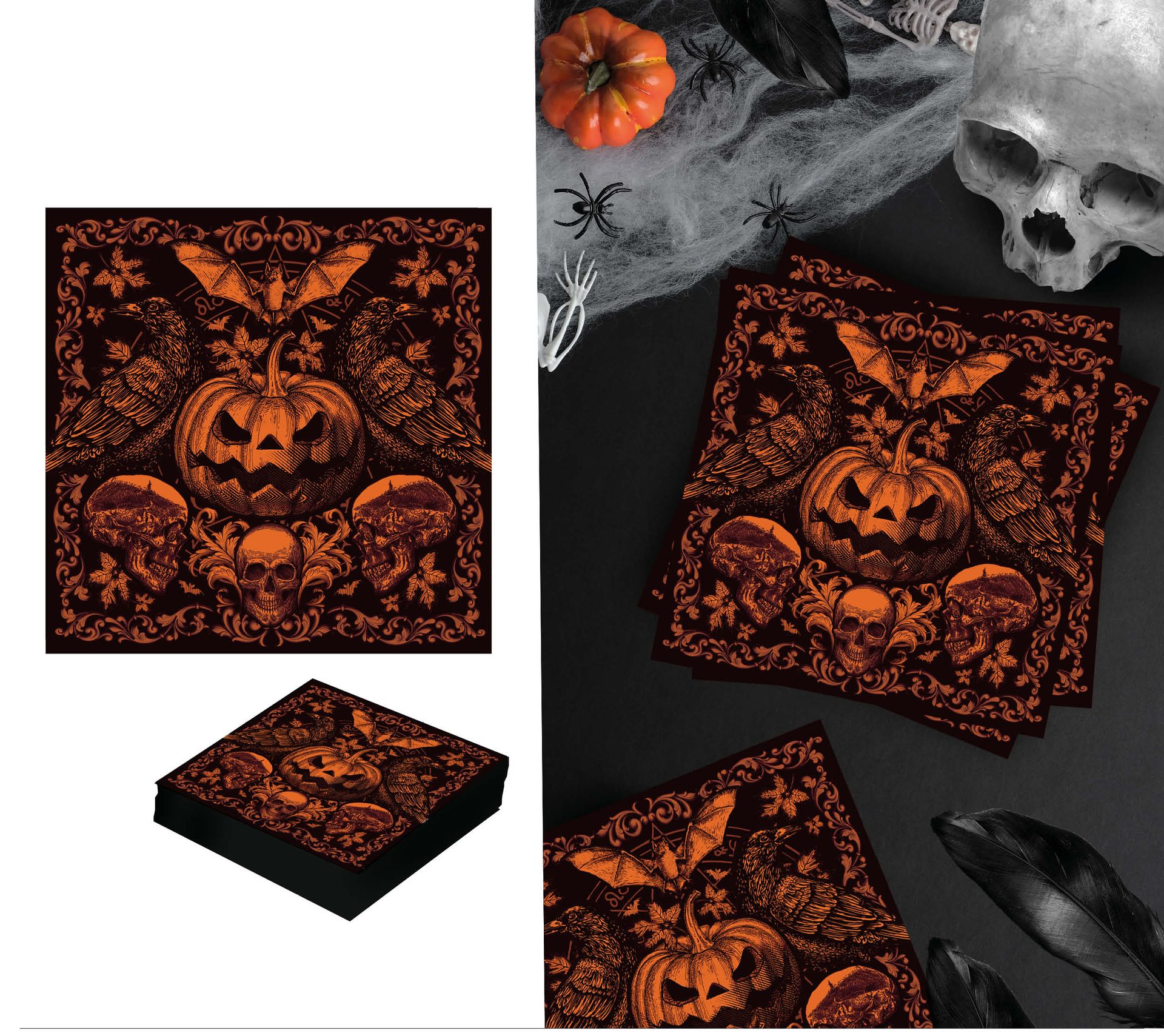 20 papieren servetten gothic pompoen halloween