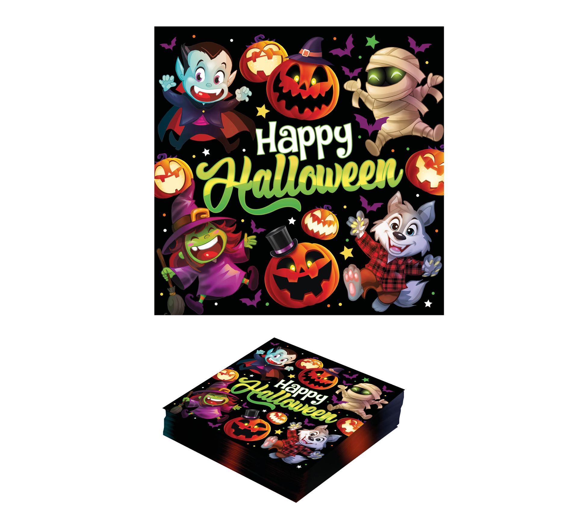 20 papieren servetten vrolijke halloween monsters