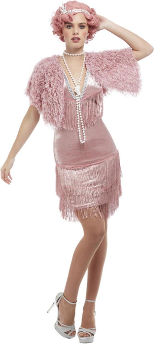 20'S Vrouwen Flapper Jurk Oudroze