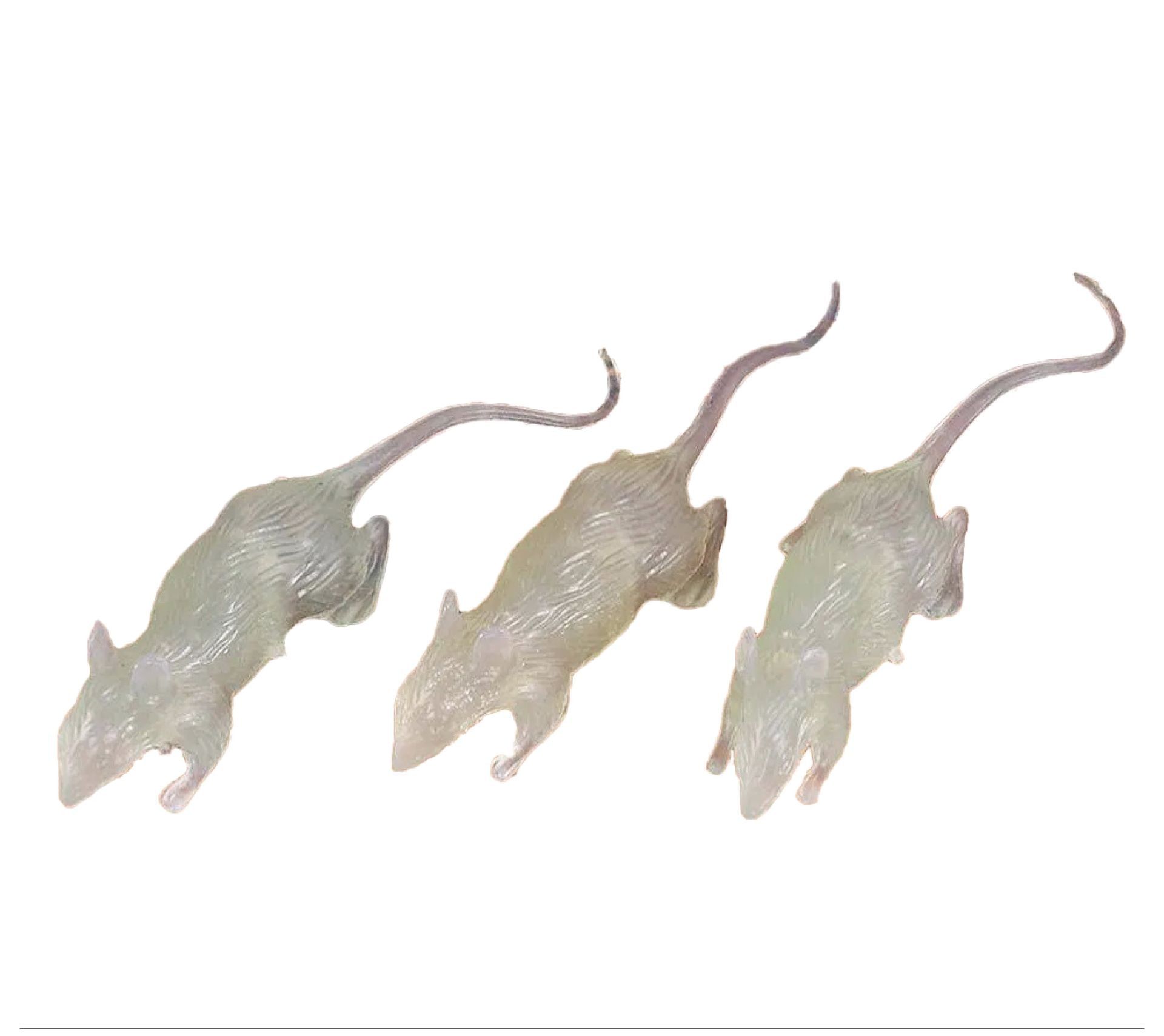 3 glow in the dark ratten 7 cm halloween