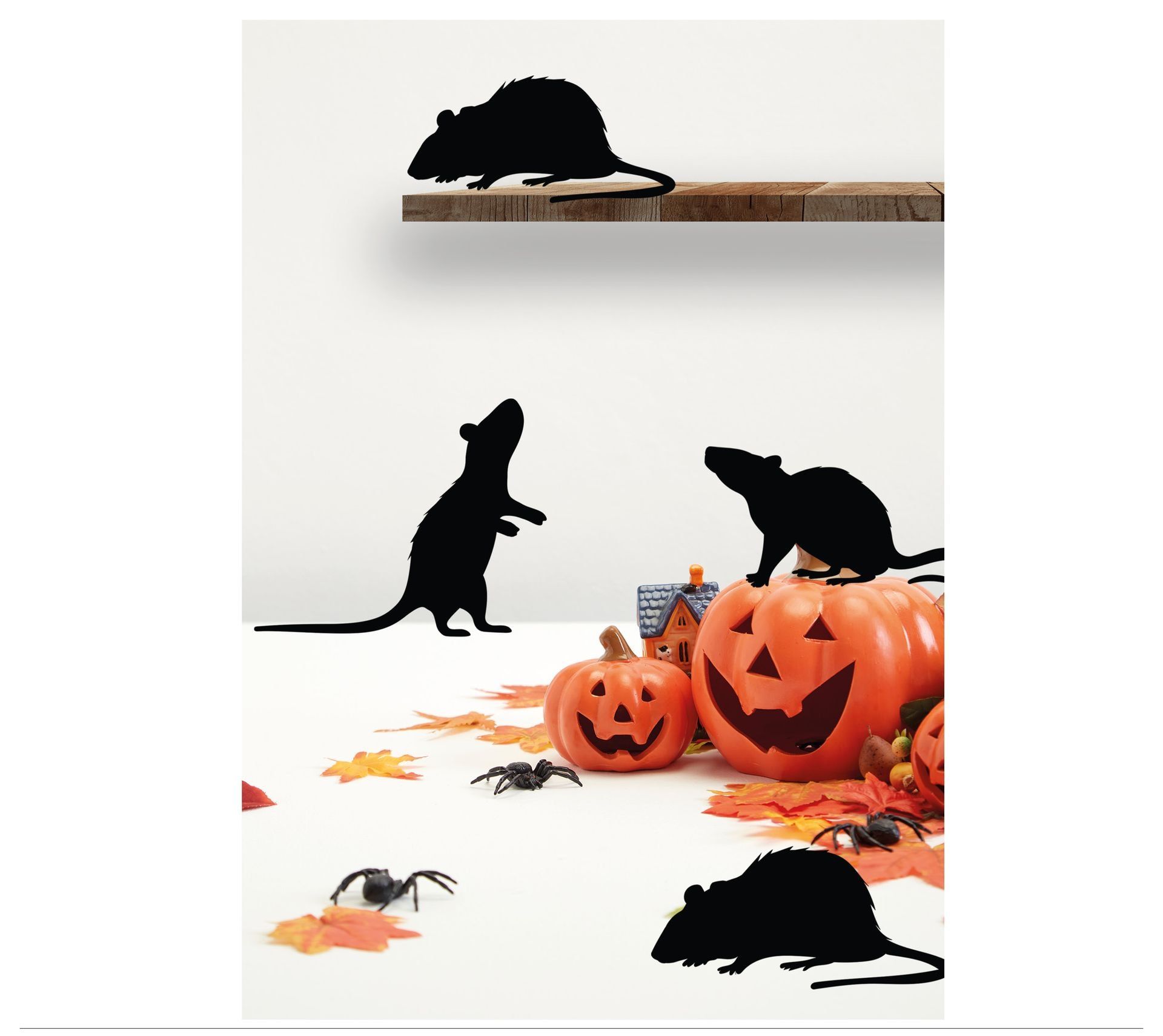 4 ratten silhouette decoratie