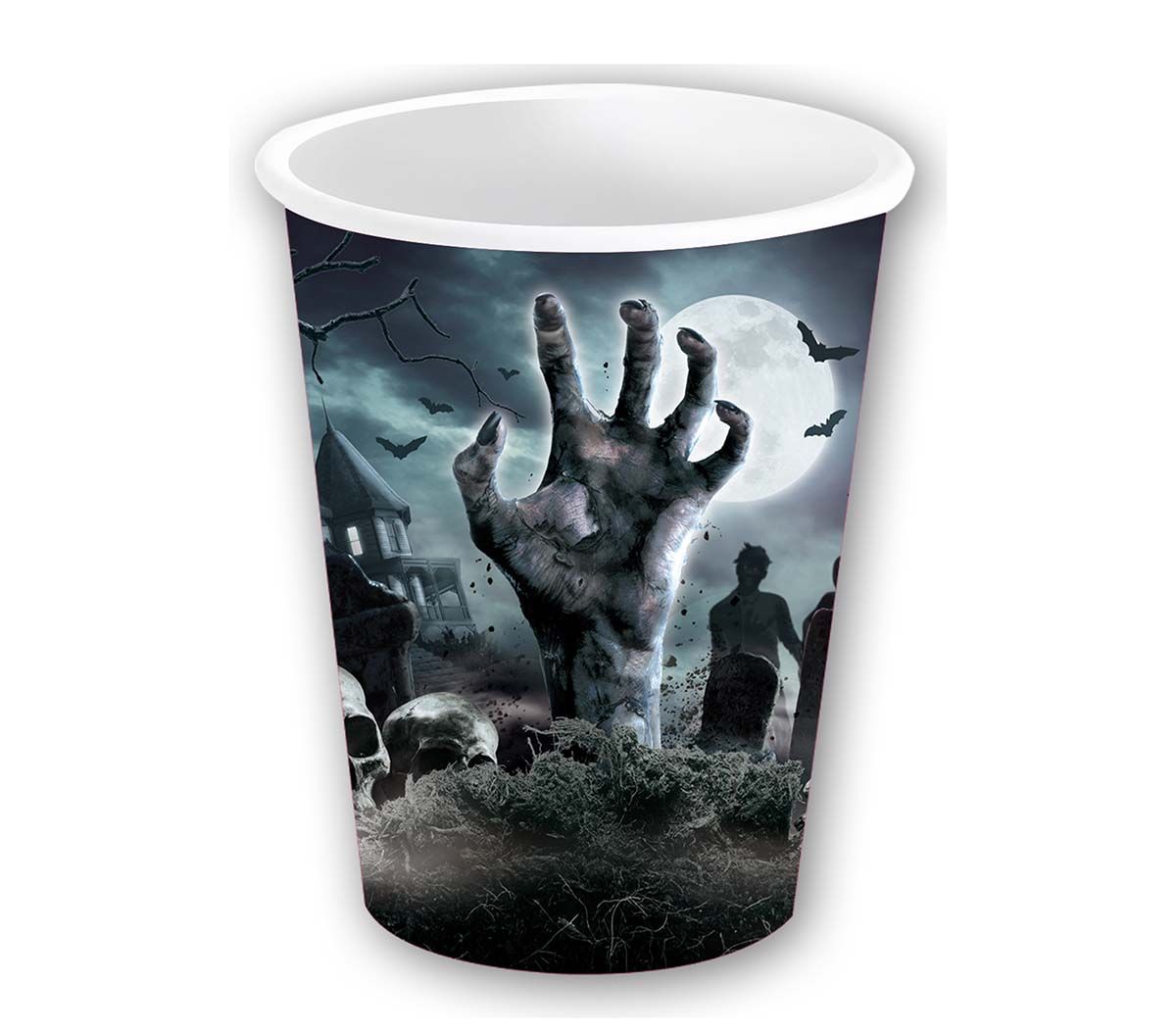 6 papieren drinkbekers kerkhof 240 ml halloween