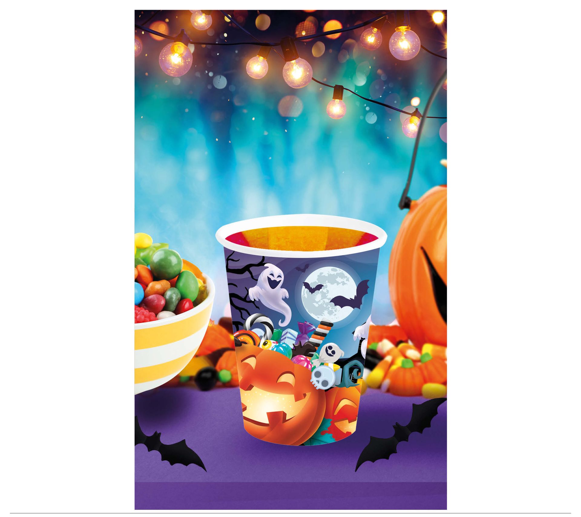 6 papieren drinkbekers vrolijke pompoen 240 ml halloween