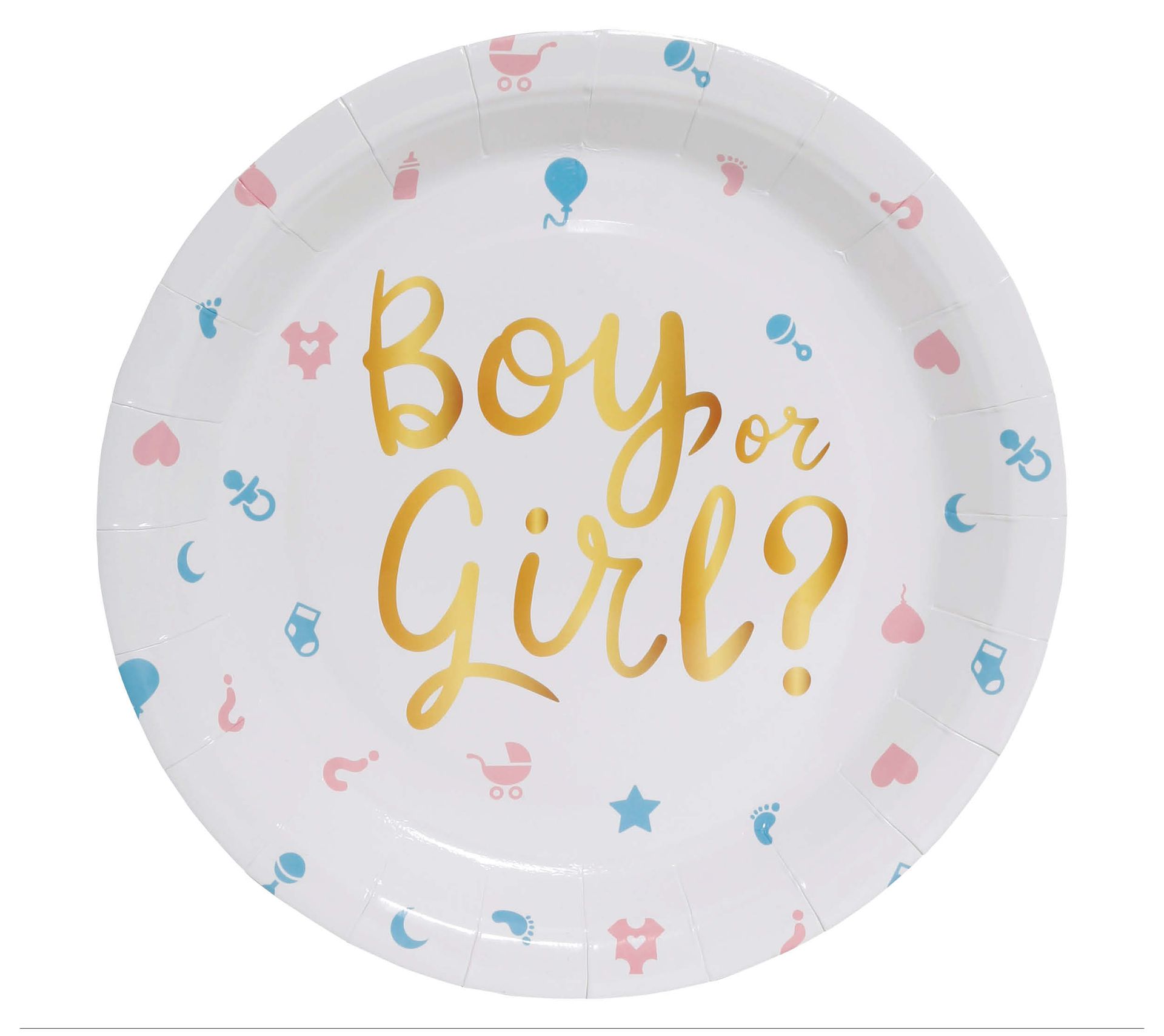 6 papieren eetborden Gender Reveal