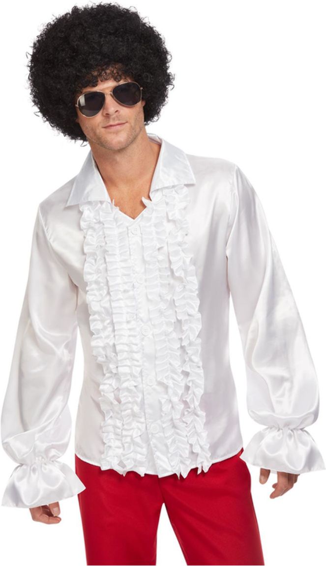 60'S Ruffled Shirt Mannen Wit