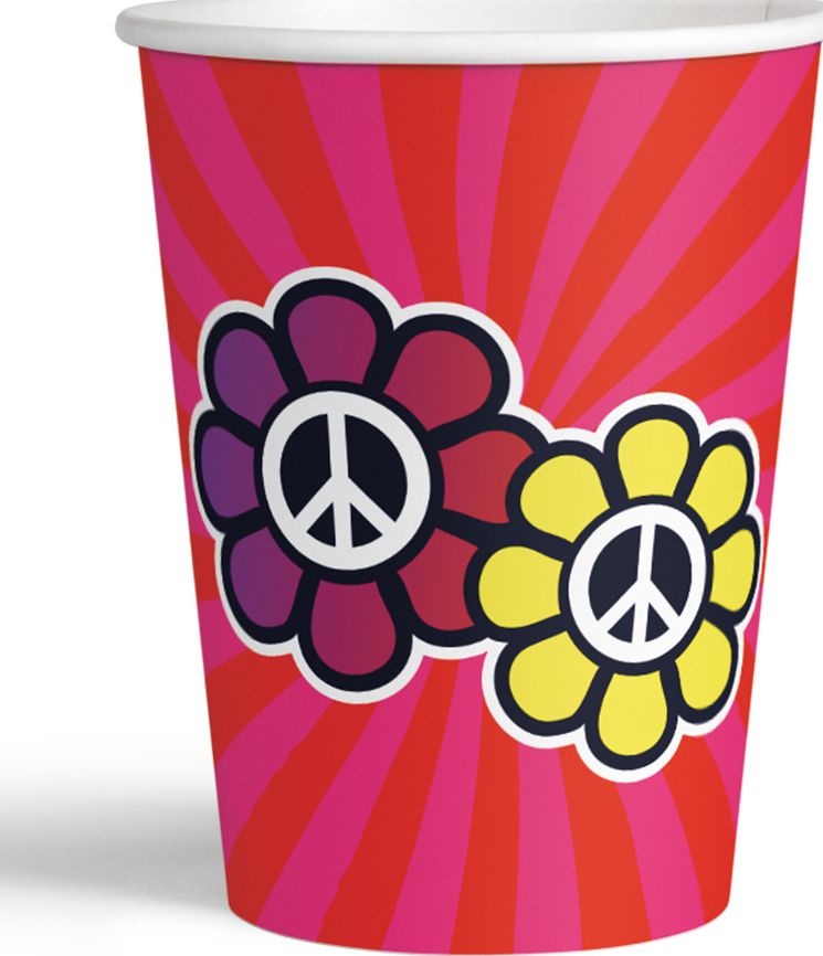 8 Retro peace hippie thema partybekers