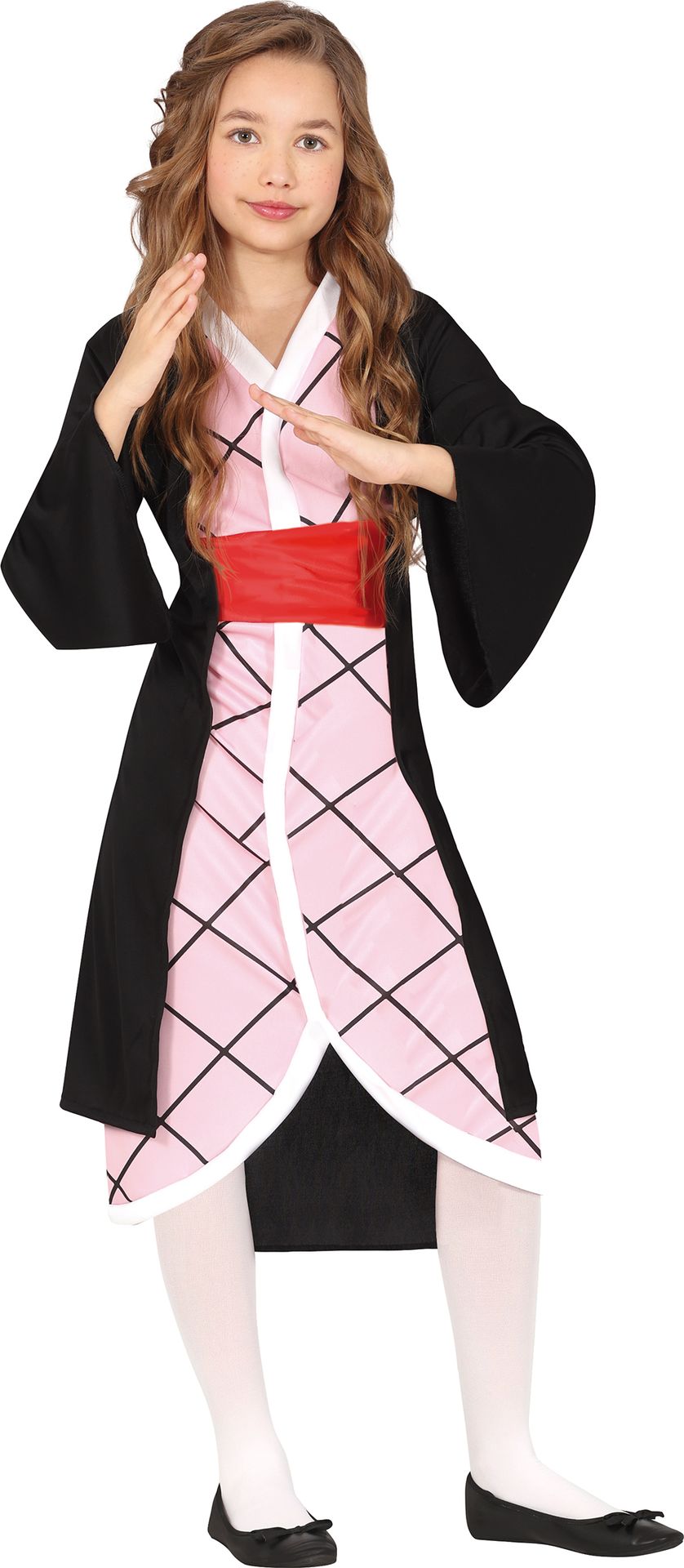 Anime Kinder Kimono Samoerai Roze/Zwart