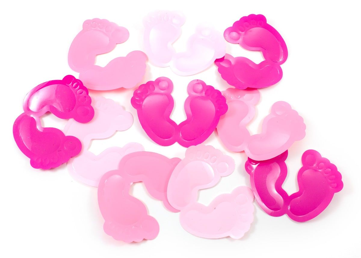 Babyvoetjes tafelconfetti XL geboorte meisje