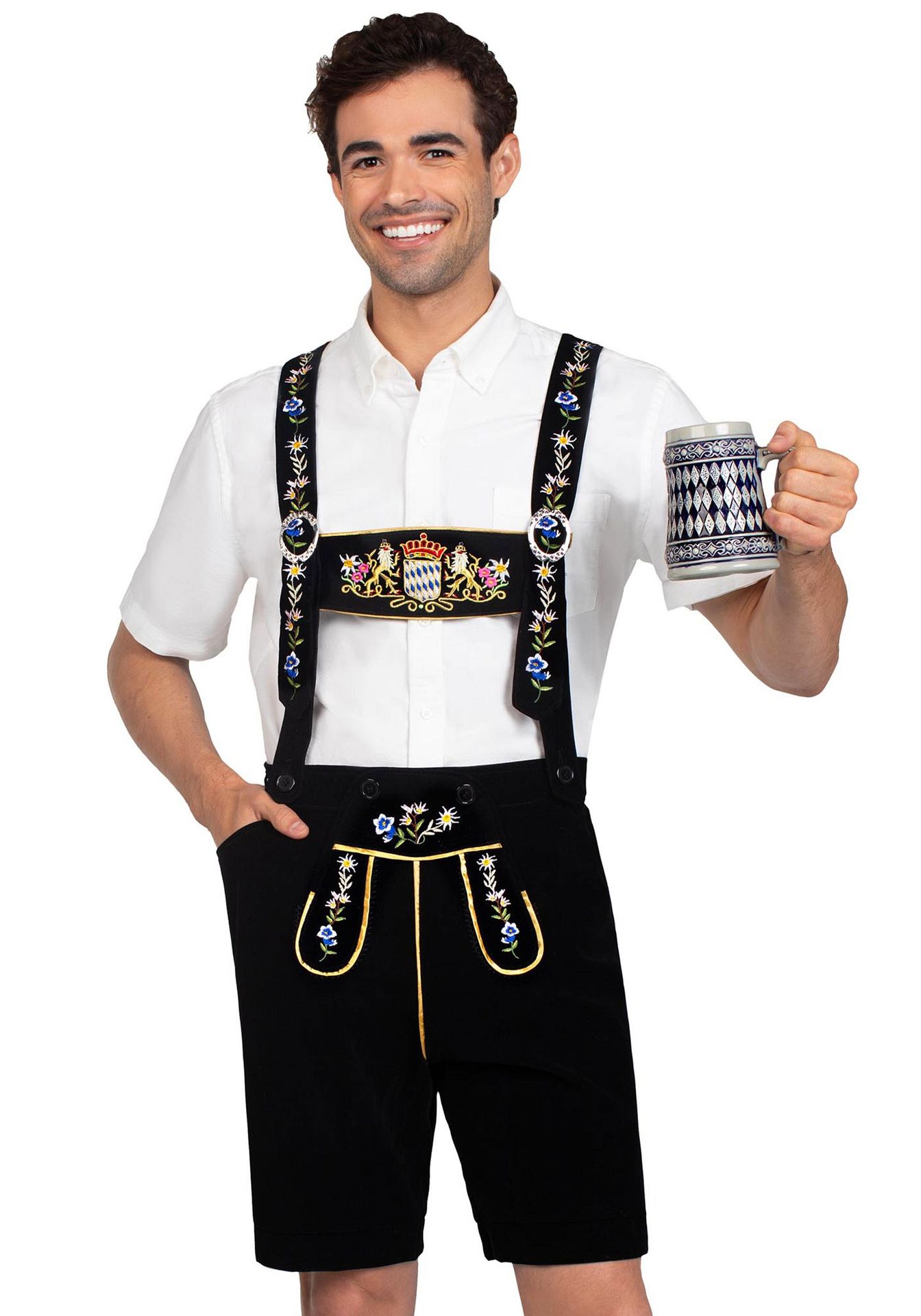 Bavarian zwarte lederhosen voor heren