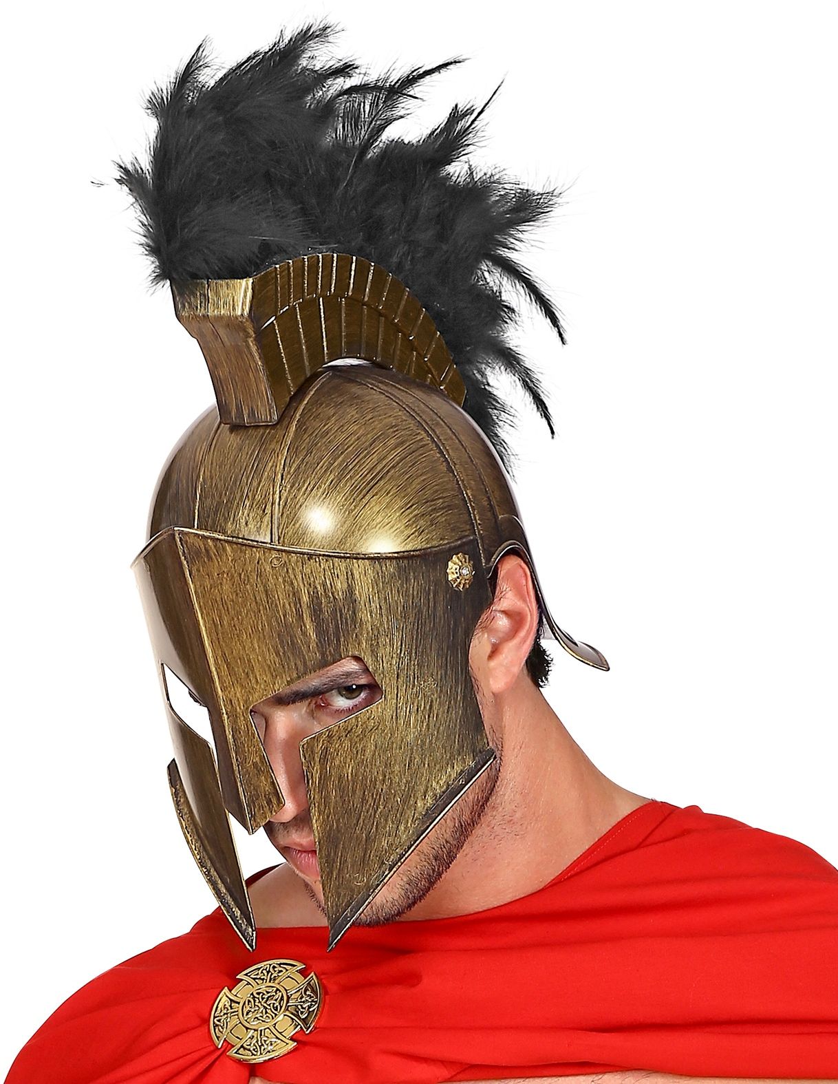 Bronze romeinse helm met veren