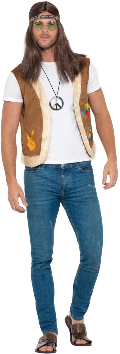 Bruine flower power vest