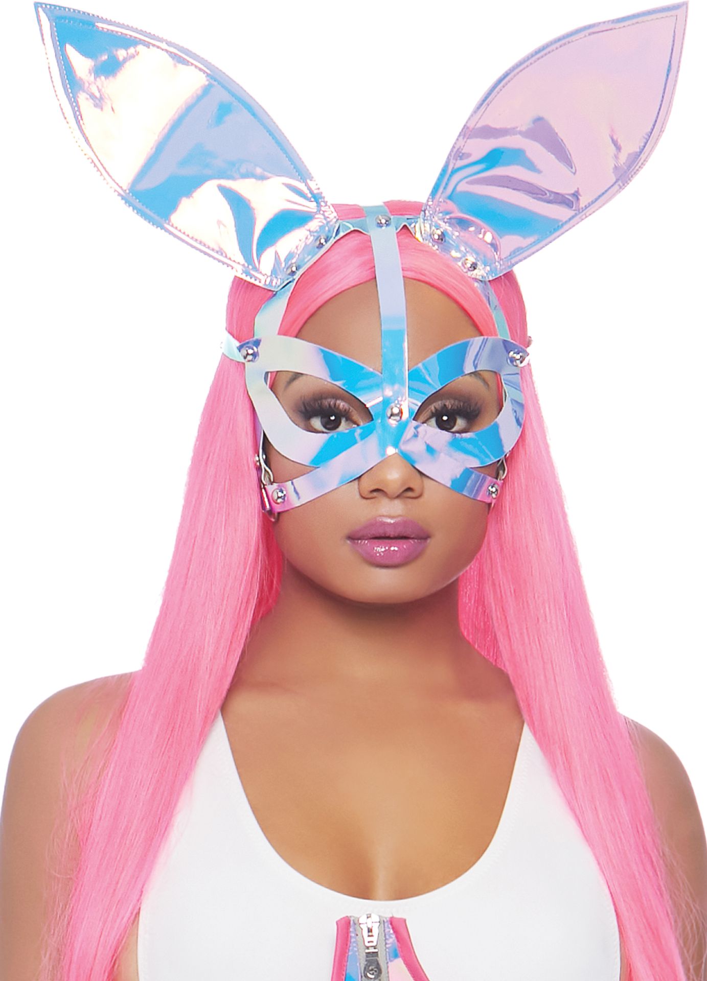 Bunny masker met oren metallic