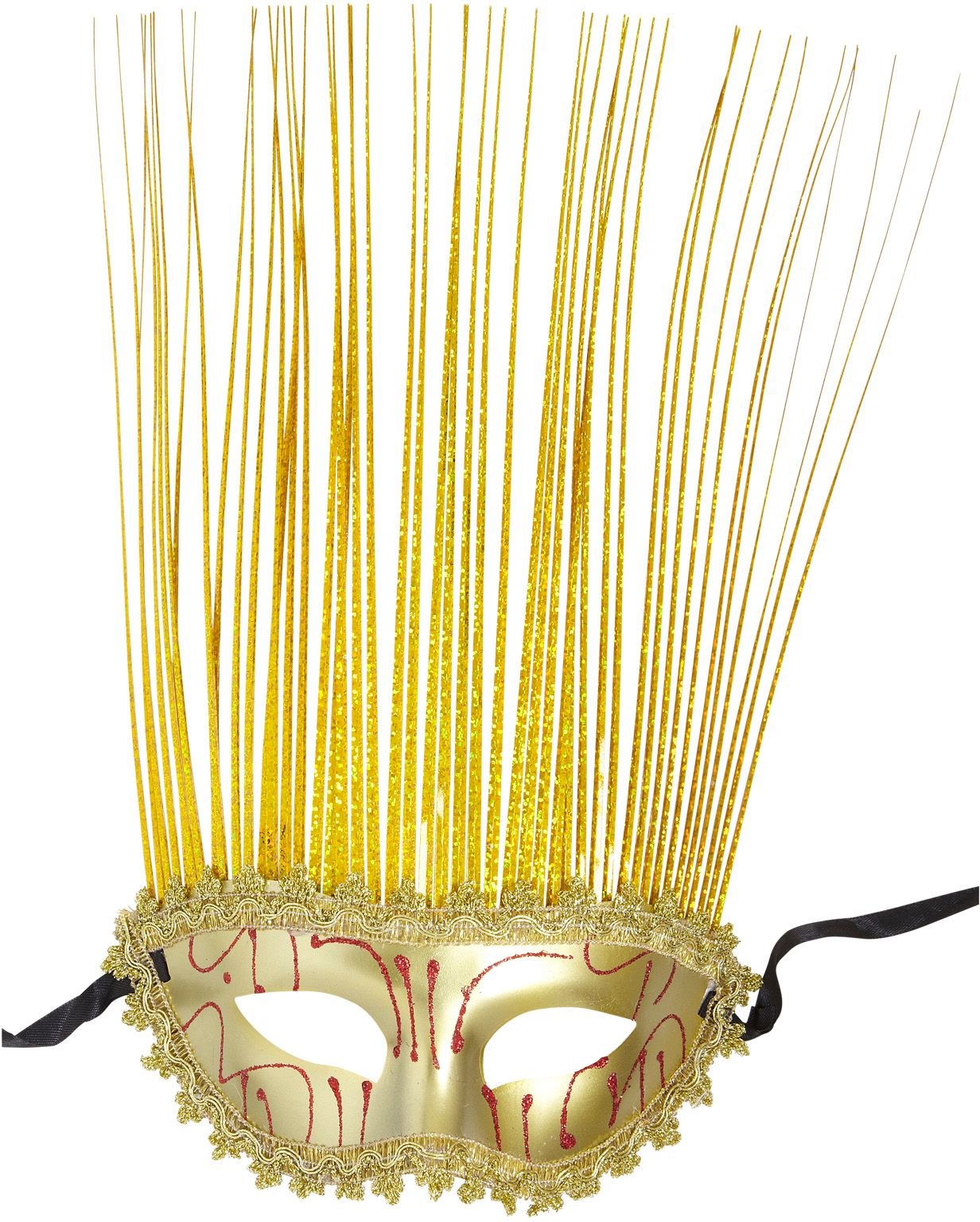 Carnival oogmasker met kuif goud